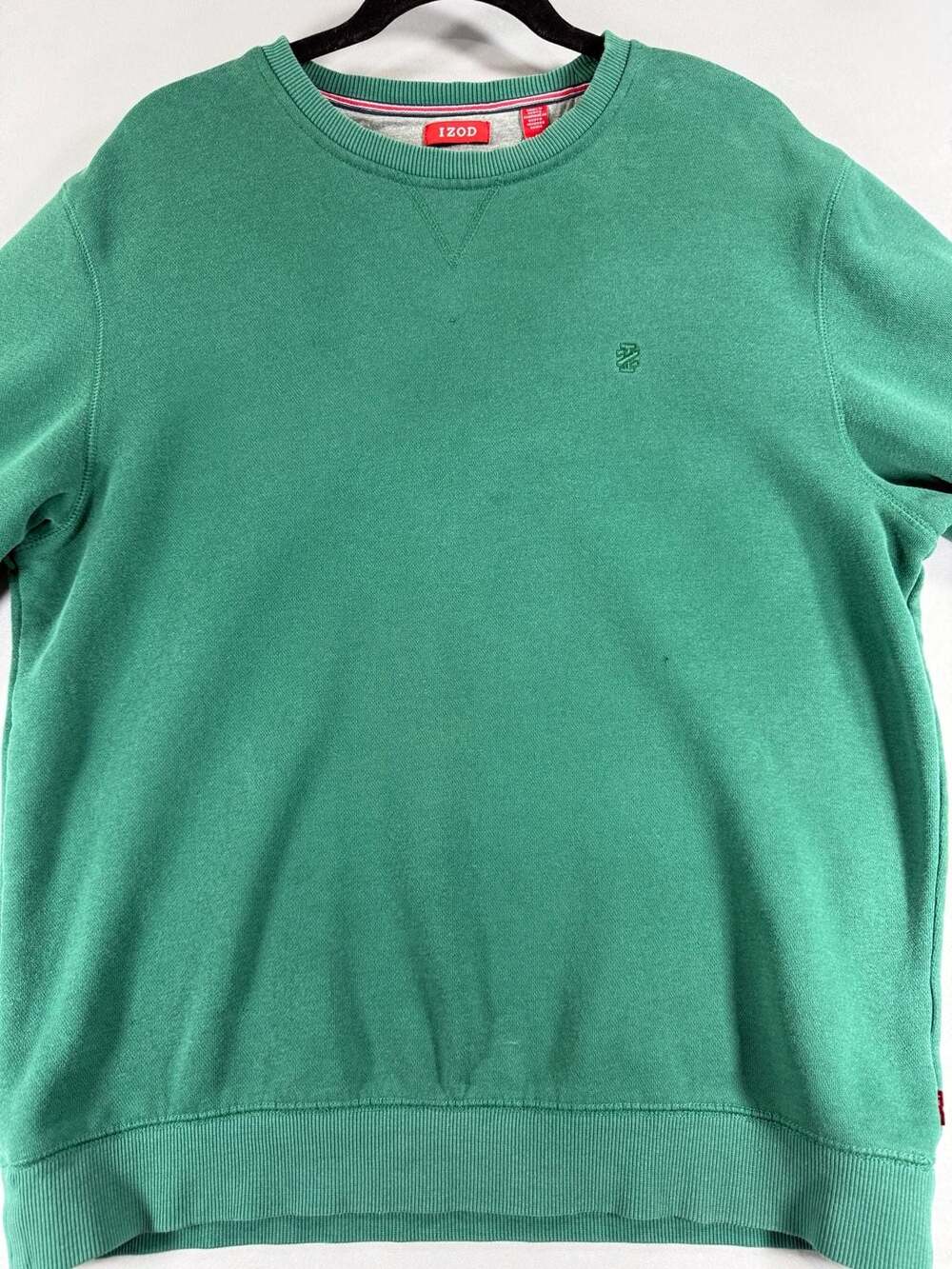 IZOD Crewneck Sweatshirt Size M Green Embroidered Logo Long Sleeve